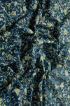 Siyahi - Indigo Ajrakh Fabric With Yellow Floral Design