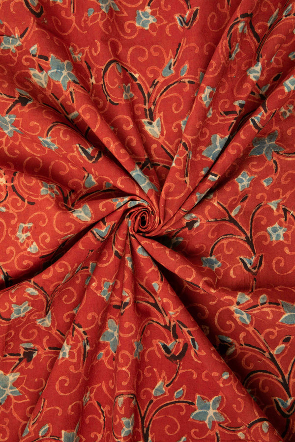 Ushraa - Bold Ajrakh Vine Print Cotton Fabric-Rutambhara-RUTAMBHARA