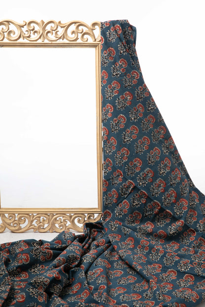 Siyahi - Rustic Charm Ajrakh Cotton Fabric-Rutambhara-RUTAMBHARA