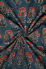 Siyahi - Rustic Charm Ajrakh Cotton Fabric-Rutambhara-RUTAMBHARA