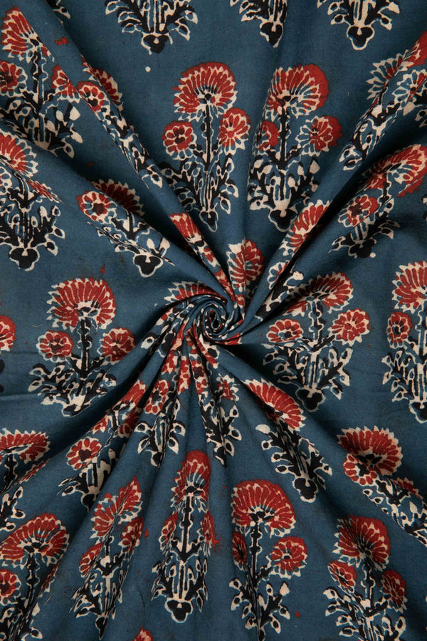 Siyahi - Rustic Charm Ajrakh Cotton Fabric-Rutambhara-RUTAMBHARA