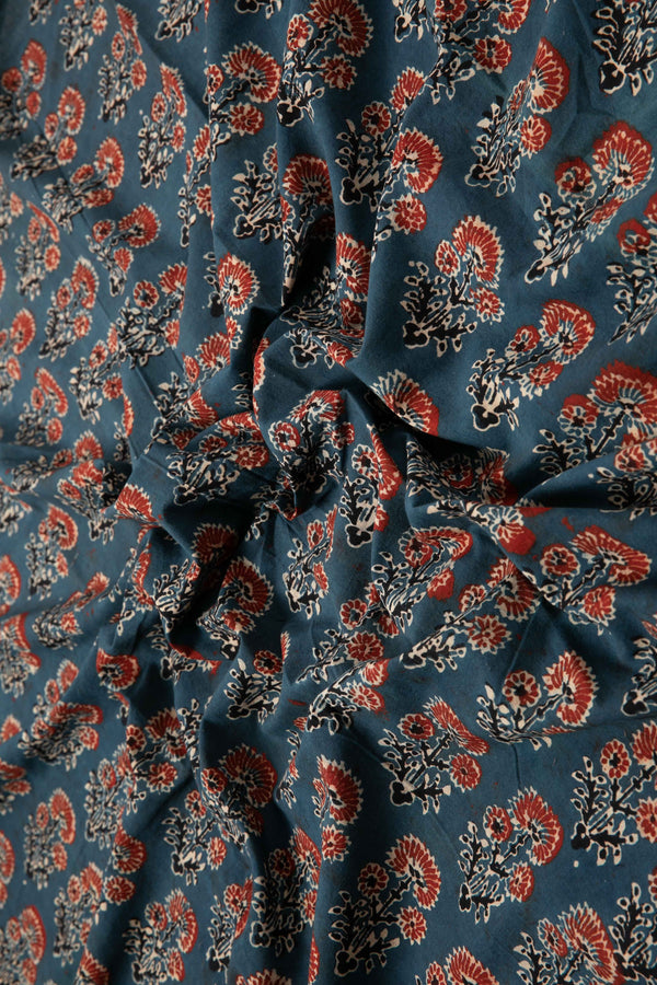 Siyahi - Rustic Charm Ajrakh Cotton Fabric-Rutambhara-RUTAMBHARA