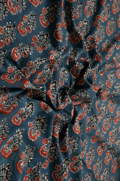 Siyahi - Rustic Charm Ajrakh Cotton Fabric-Rutambhara-RUTAMBHARA