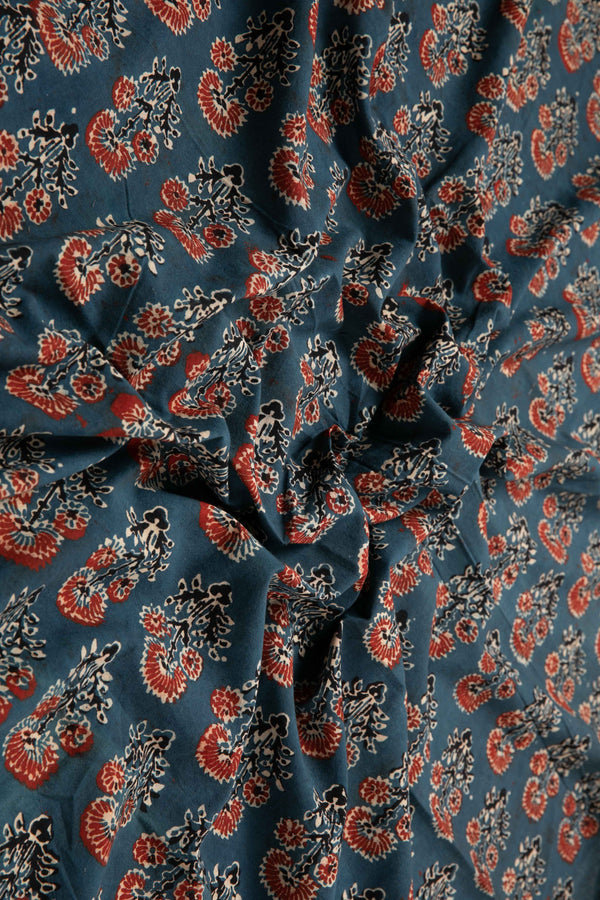 Siyahi - Rustic Charm Ajrakh Cotton Fabric-Rutambhara-RUTAMBHARA