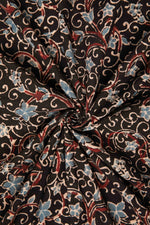Ushraa - Elegant Blua Blossom Ajrakh Cotton Fabric-Rutambhara-RUTAMBHARA
