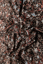 Ushraa - Elegant Blua Blossom Ajrakh Cotton Fabric-Rutambhara-RUTAMBHARA