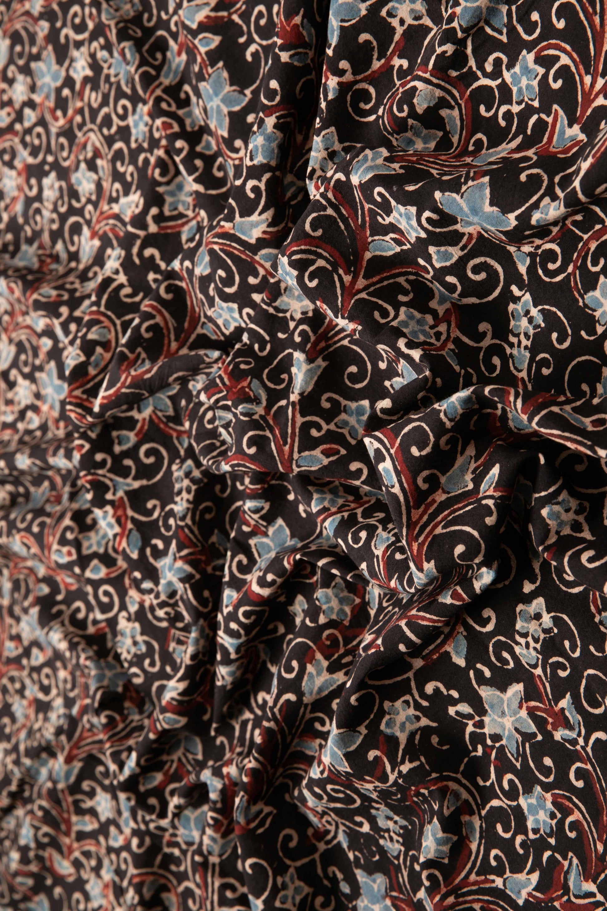 Ushraa - Elegant Blua Blossom Ajrakh Cotton Fabric-Rutambhara-RUTAMBHARA