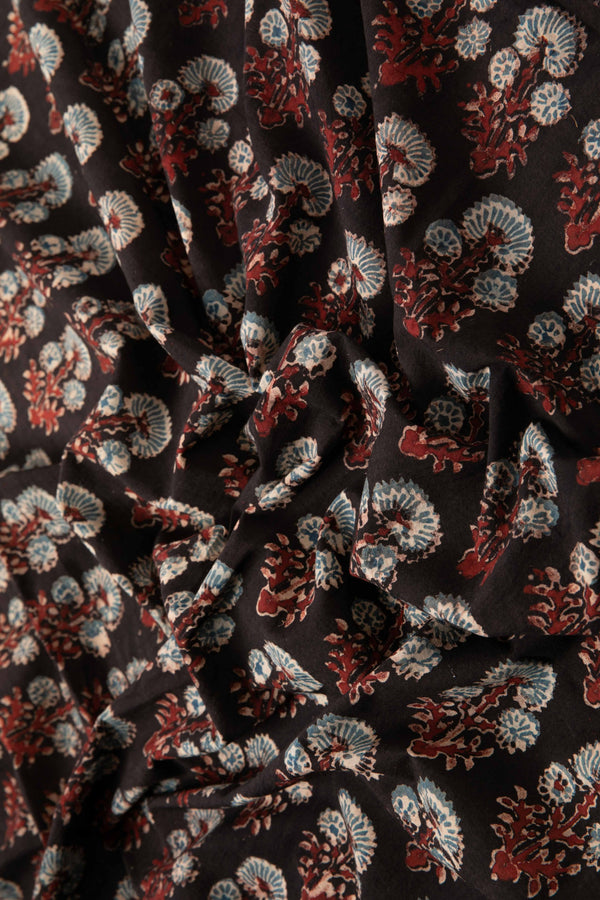 Siyahi - Rustic Charm Ajrakh Cotton Fabric-Rutambhara-RUTAMBHARA