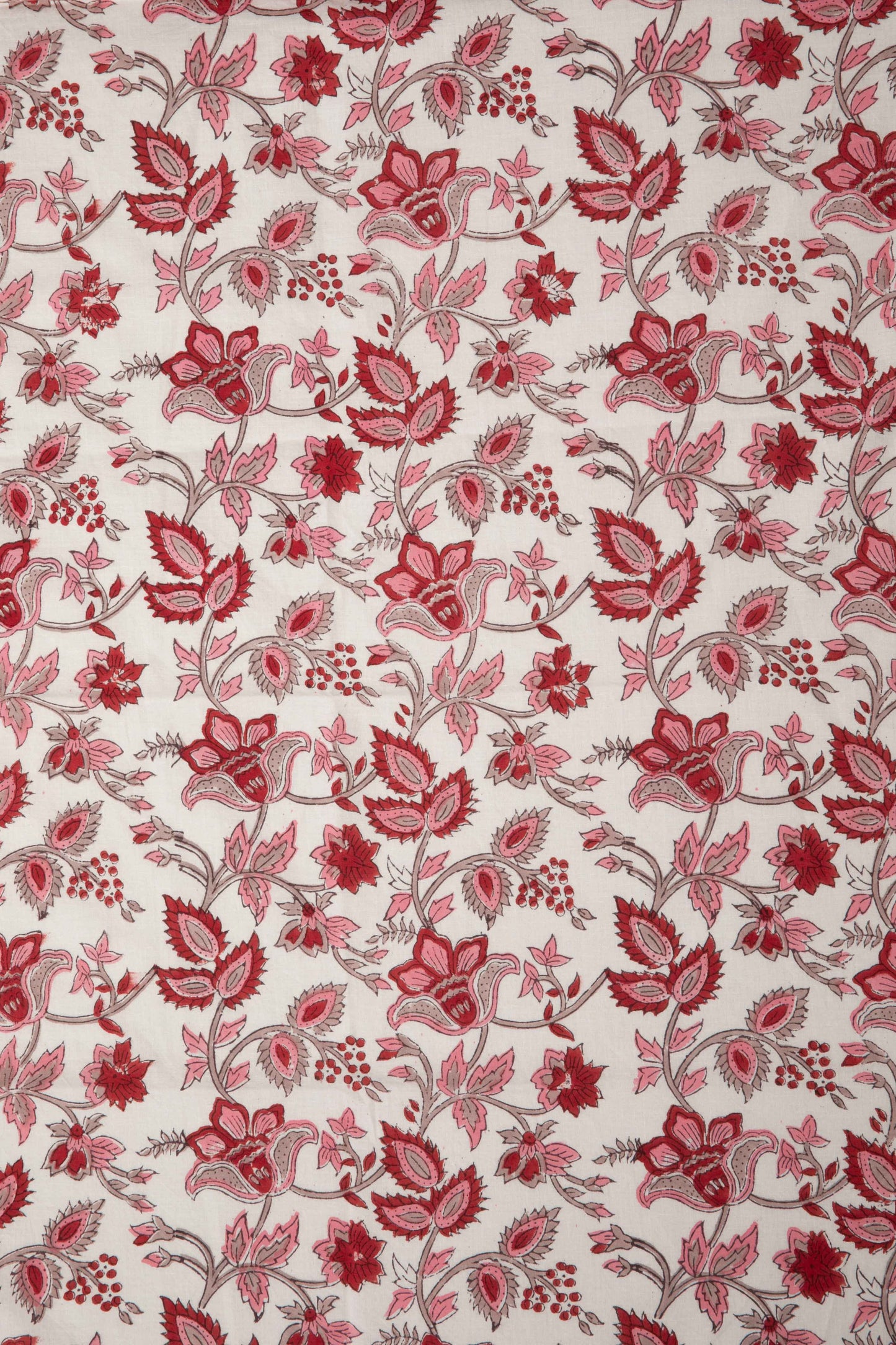 Siyahi - Red Bloom Sanganeri Cotton Fabric