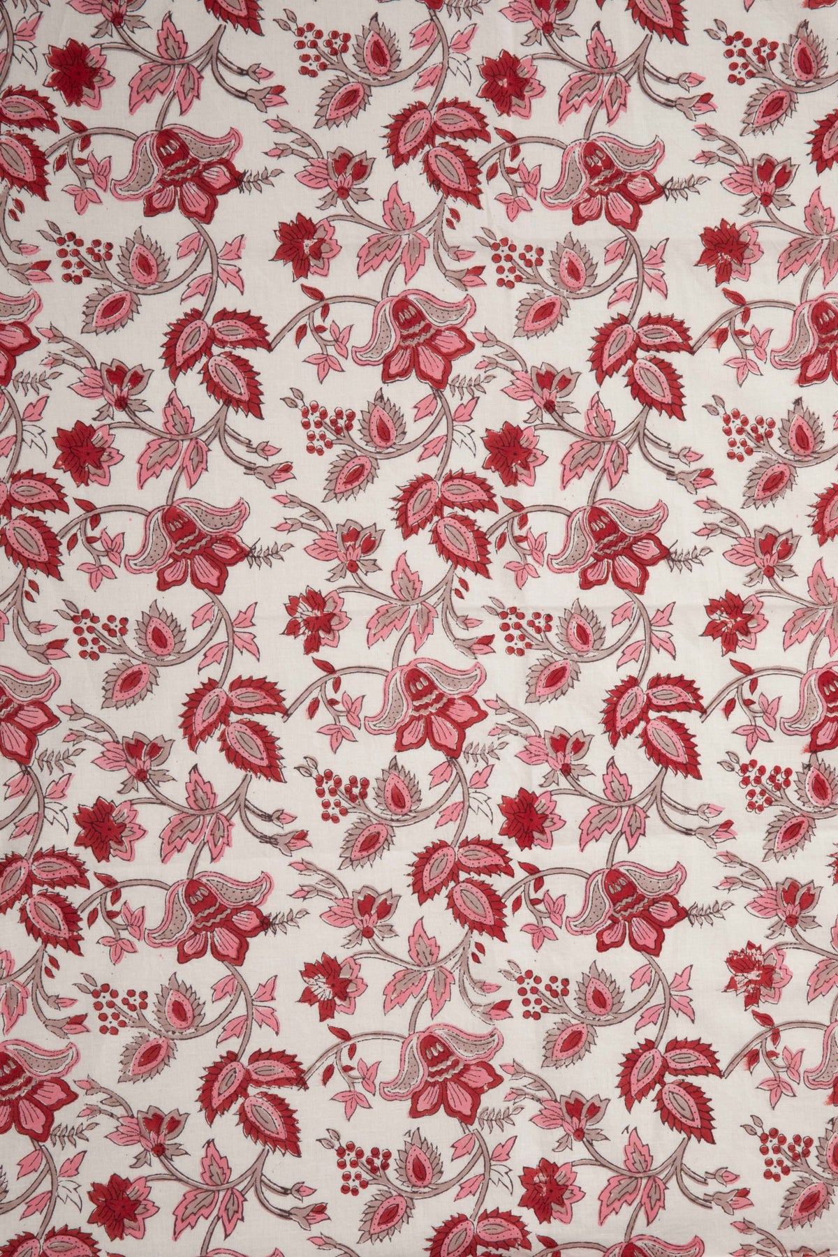 Siyahi - Red Bloom Sanganeri Cotton Fabric