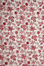Siyahi - Red Bloom Sanganeri Cotton Fabric-Rutambhara-RUTAMBHARA