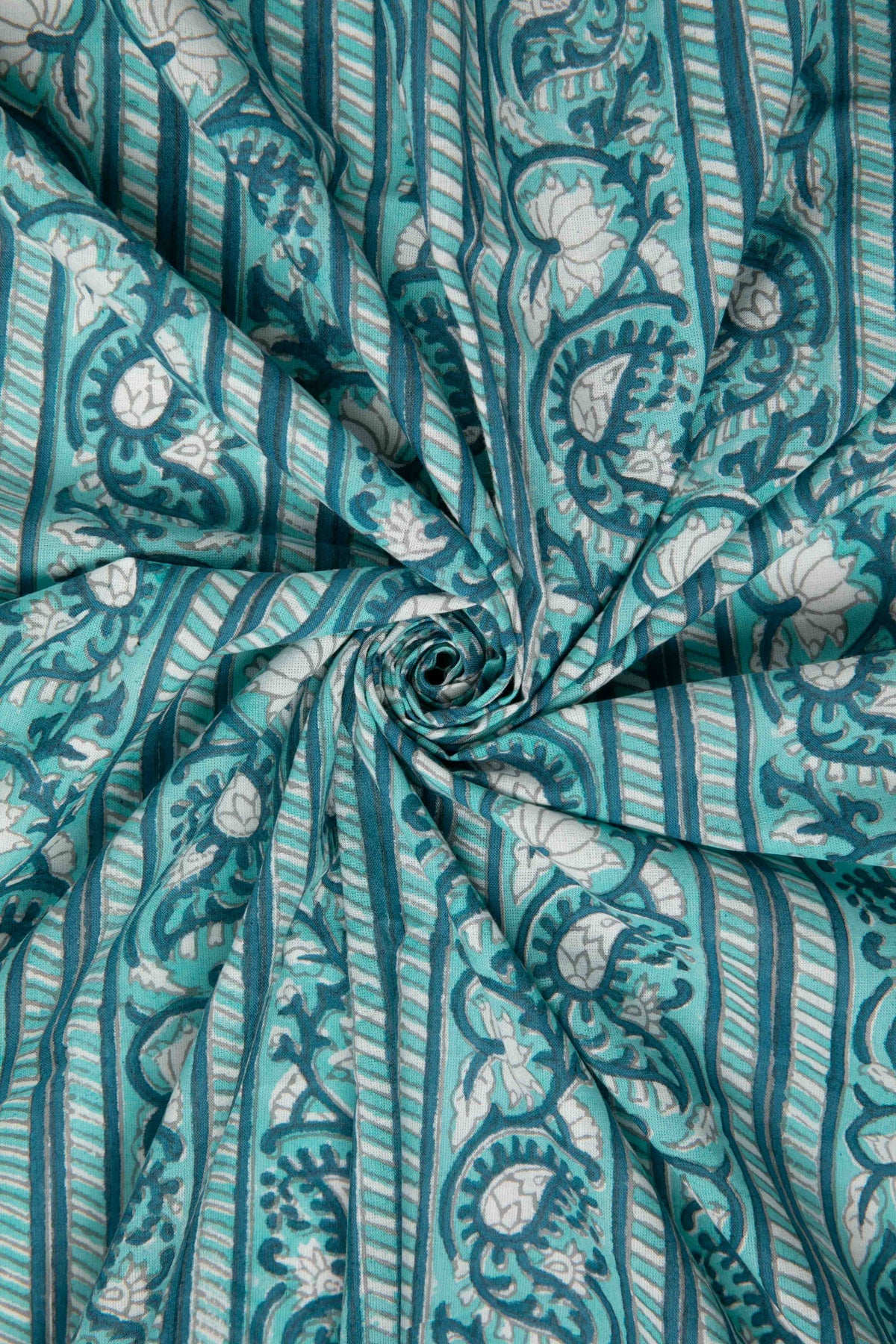 Siyahi - Teal Harmony – Sanganeri Block Print Fabric