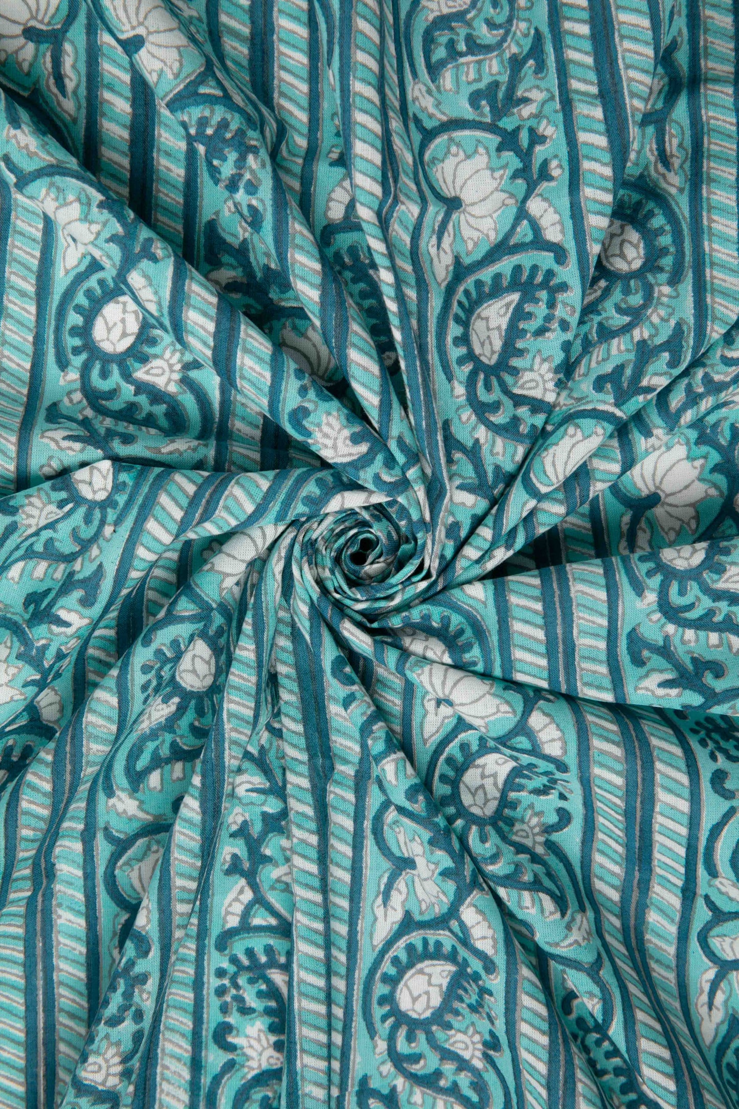 Siyahi - Teal Harmony – Sanganeri Block Print Fabric