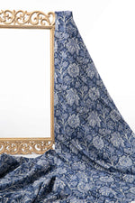 Siyahi - Midnight Bloom – Sanganeri Hand Block Print Fabric-Rutambhara-RUTAMBHARA