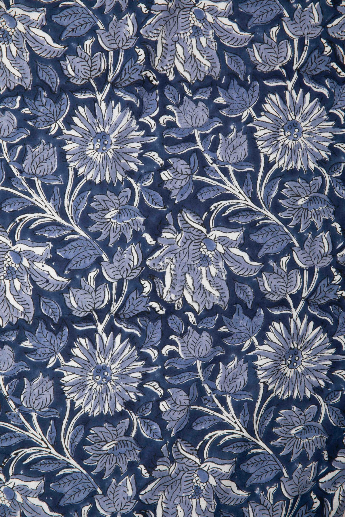 Siyahi - Midnight Bloom – Sanganeri Hand Block Print Fabric