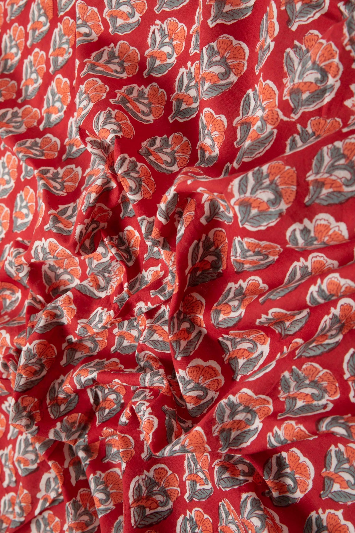 Siyahi - Heritage Bloom – Handprinted Sanganeri Cotton Fabric