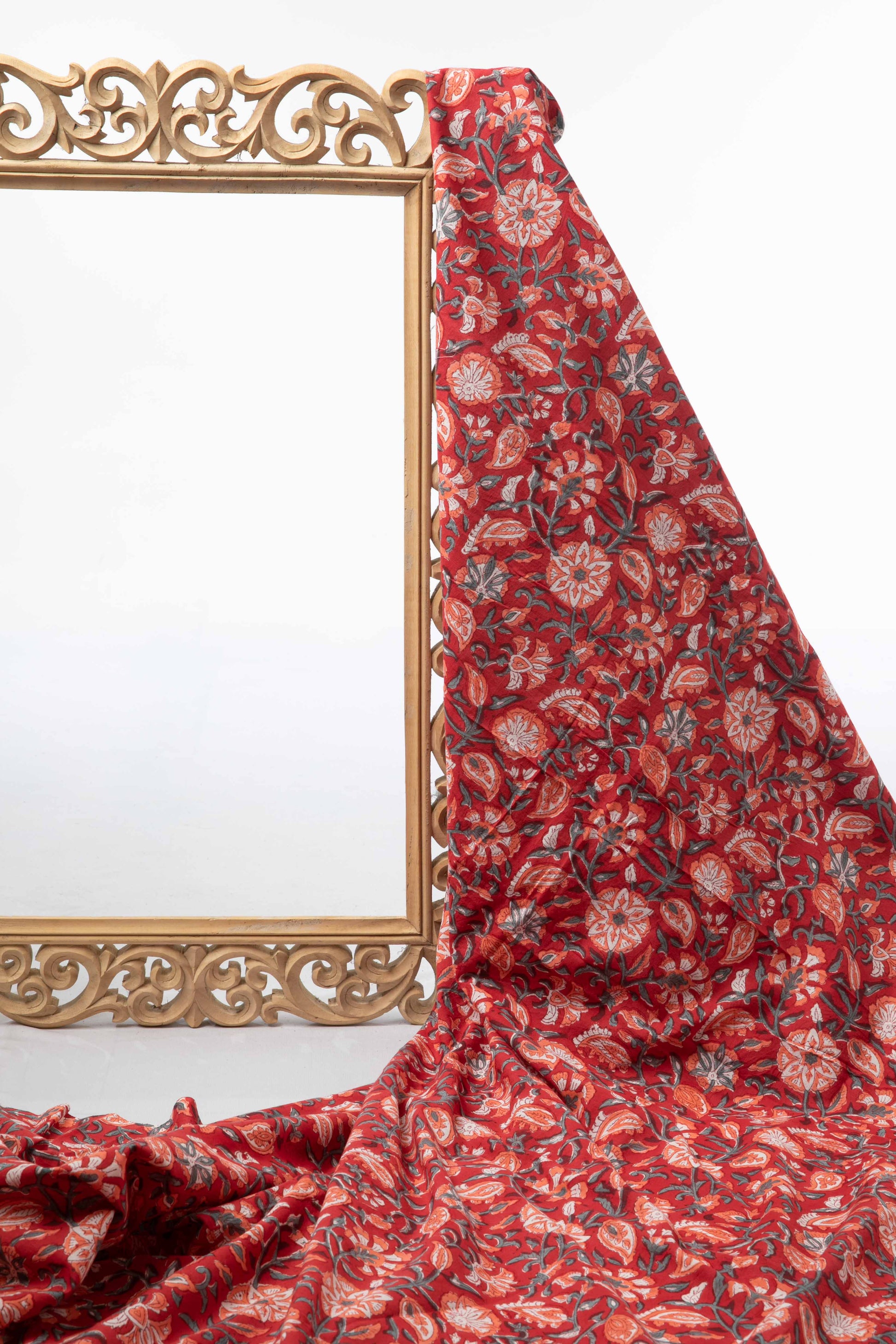 Siyahi - Blossoms Of Sanganeri Cotton Fabric-Rutambhara-RUTAMBHARA