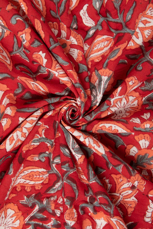 Siyahi - Blossoms Of Sanganeri Cotton Fabric