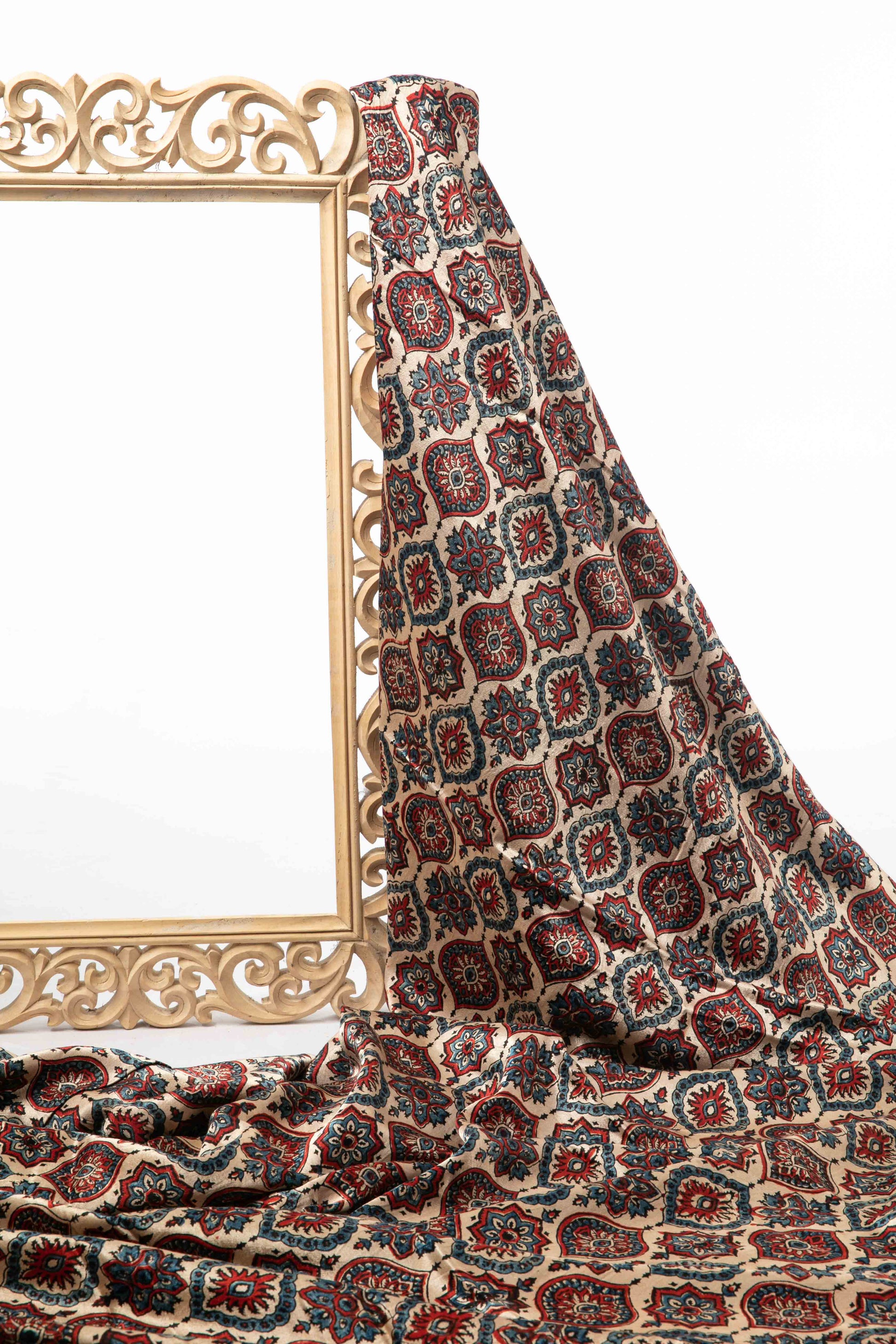 Ushraa-Majestic Mashru Ajrakh Elegance-Rutambhara-RUTAMBHARA