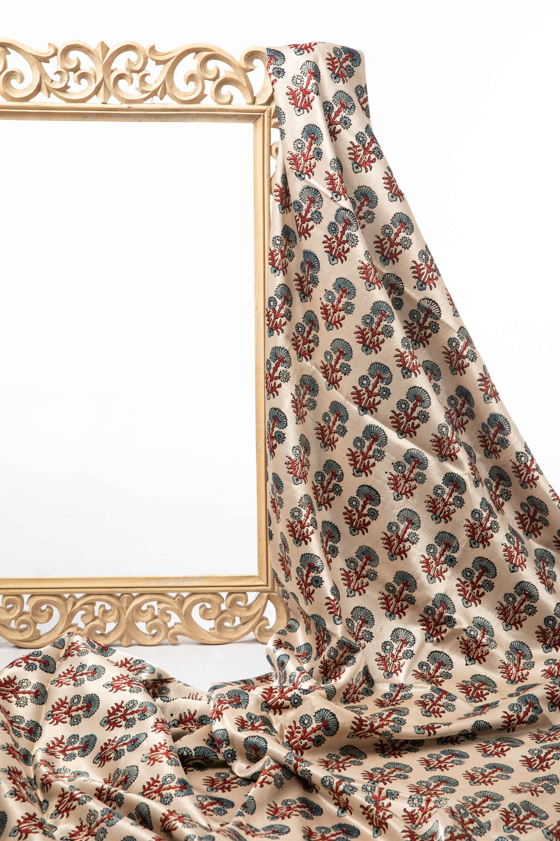 Ushraa - Elegant Ajrakh Mashru Fabric – Timeless Heritage in Silk & Cotton-Rutambhara-RUTAMBHARA