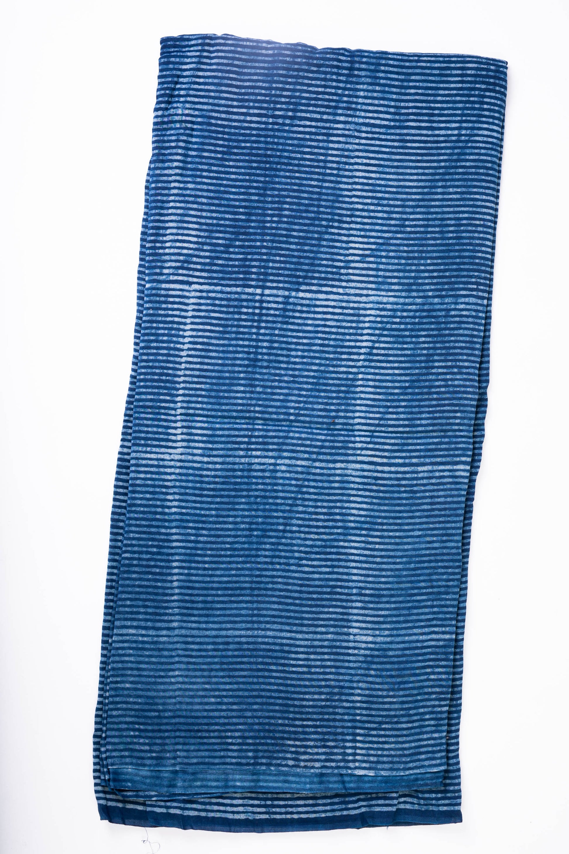 Royal Indigo Striped Gaji Silk Fabric-Rutambhara-RUTAMBHARA