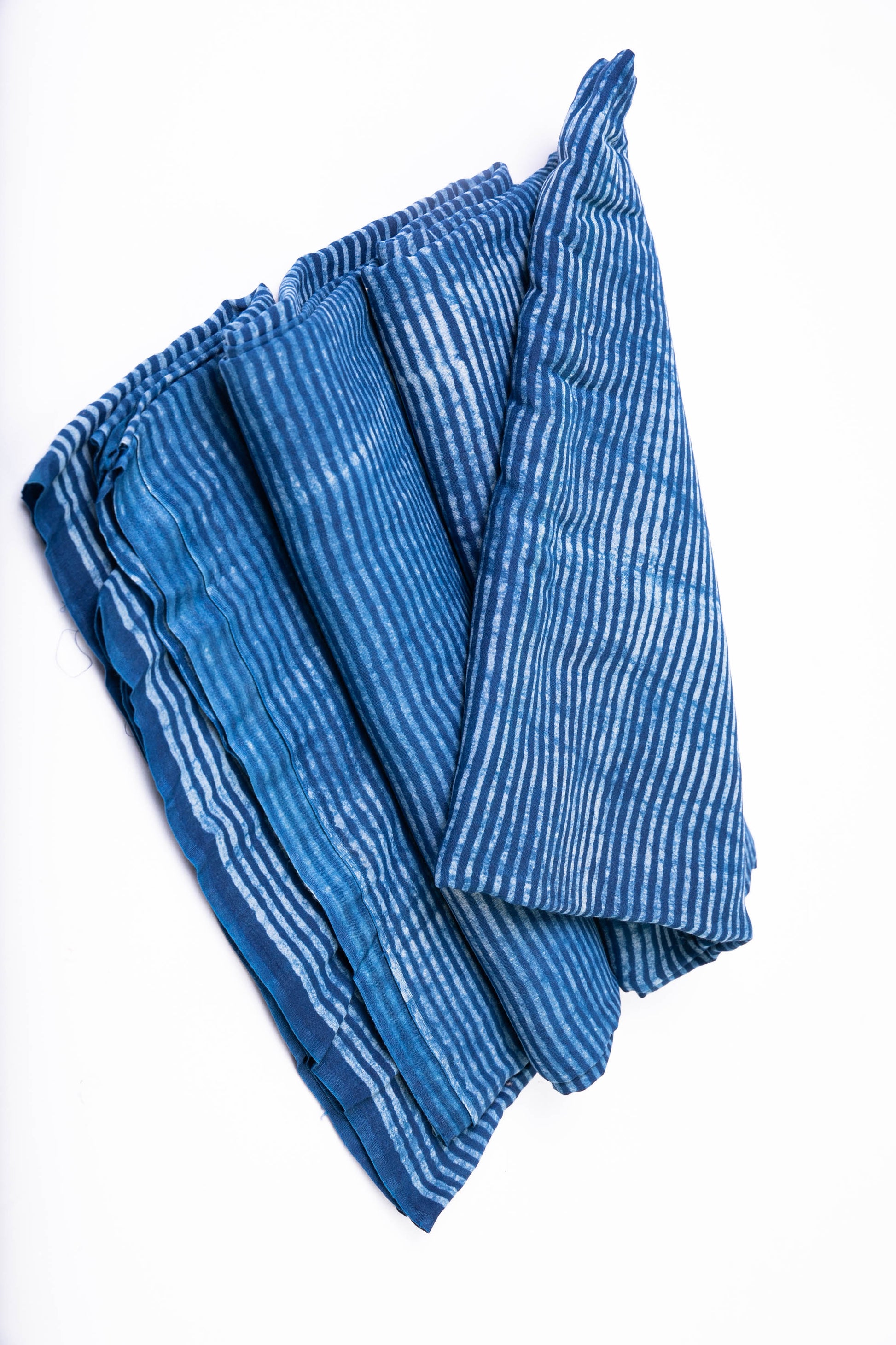 Royal Indigo Striped Gaji Silk Fabric-Rutambhara-RUTAMBHARA