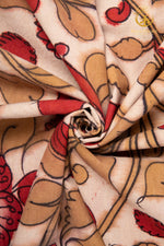 Nzurii | Soft Ivory and Vermilion Red – Srikalahasti Kalamkari Cotton Fabric
