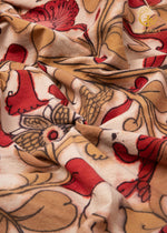 Nzurii | Soft Ivory and Vermilion Red – Srikalahasti Kalamkari Cotton Fabric