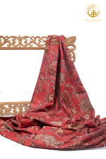 Nzurii | Rose Red and Sand Beige– Srikalahasti Kalamkari Cotton Fabric