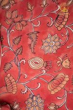 Nzurii | Rose Red and Sand Beige– Srikalahasti Kalamkari Cotton Fabric