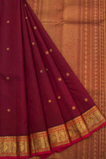Eevara Burgundy Maroon Kancheevaram Heirloom Silk Saree-Rutambhara-Brown-RUTAMBHARA
