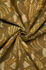 Krasha - Moss Olive and Ochre Handwoven Ikat Fabric