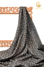 Krasha - Charcoal Grey and Ivory Handwoven Ikat Fabric - 2.5 m