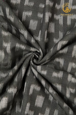 Krasha - Charcoal Grey and Ivory Handwoven Ikat Fabric - 2.5 m