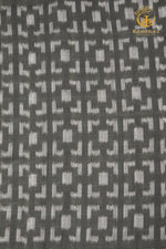 Krasha - Charcoal Grey and Ivory Handwoven Ikat Fabric - 2.5 m