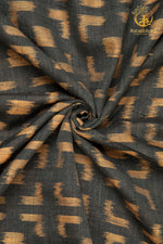 Krasha - Charcoal Black and Ochre Handwoven Ikat Fabric - 2.5 m