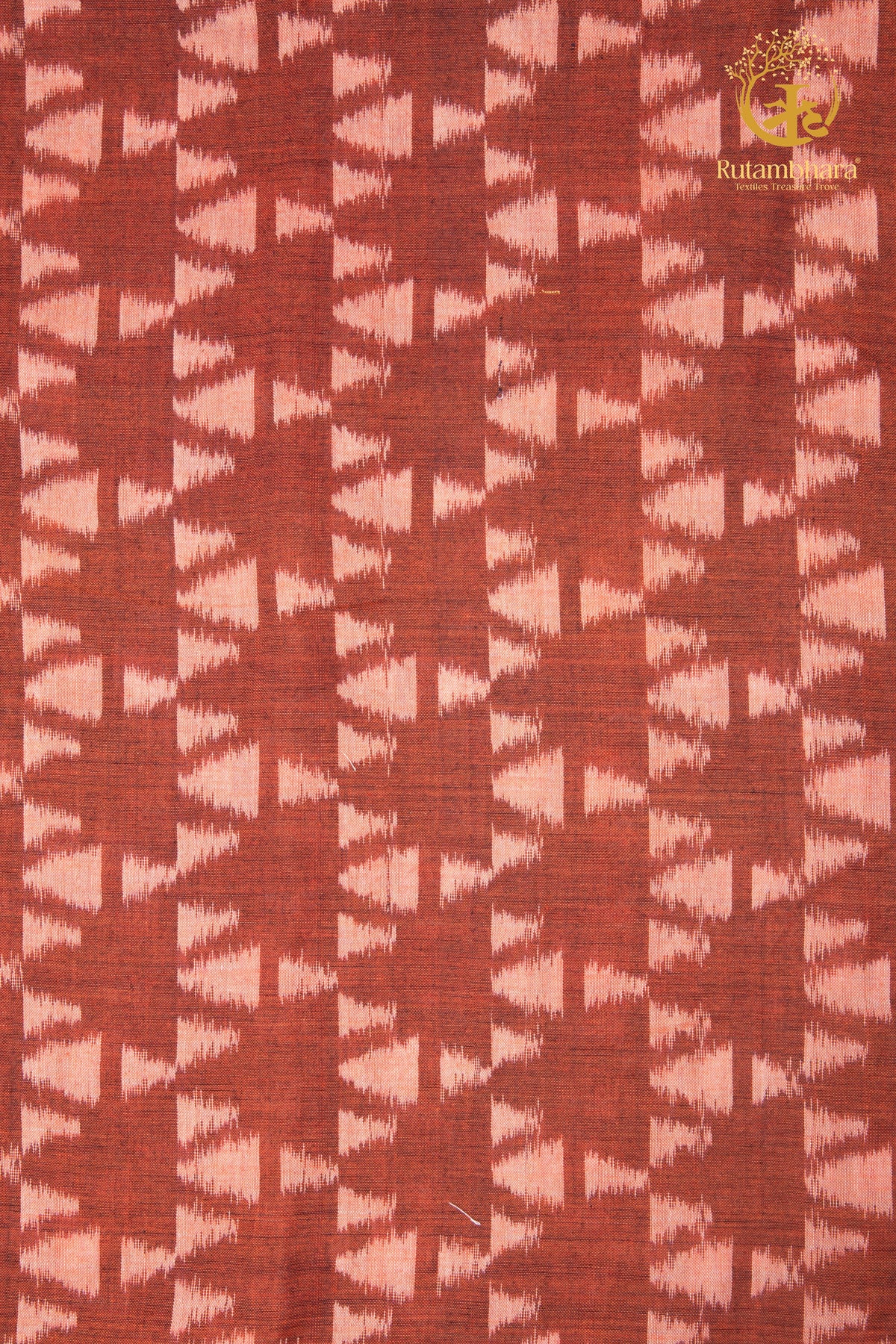Krasha - Terracotta Rust & Blush Pink Handwoven Ikat Fabric - 2.5 m