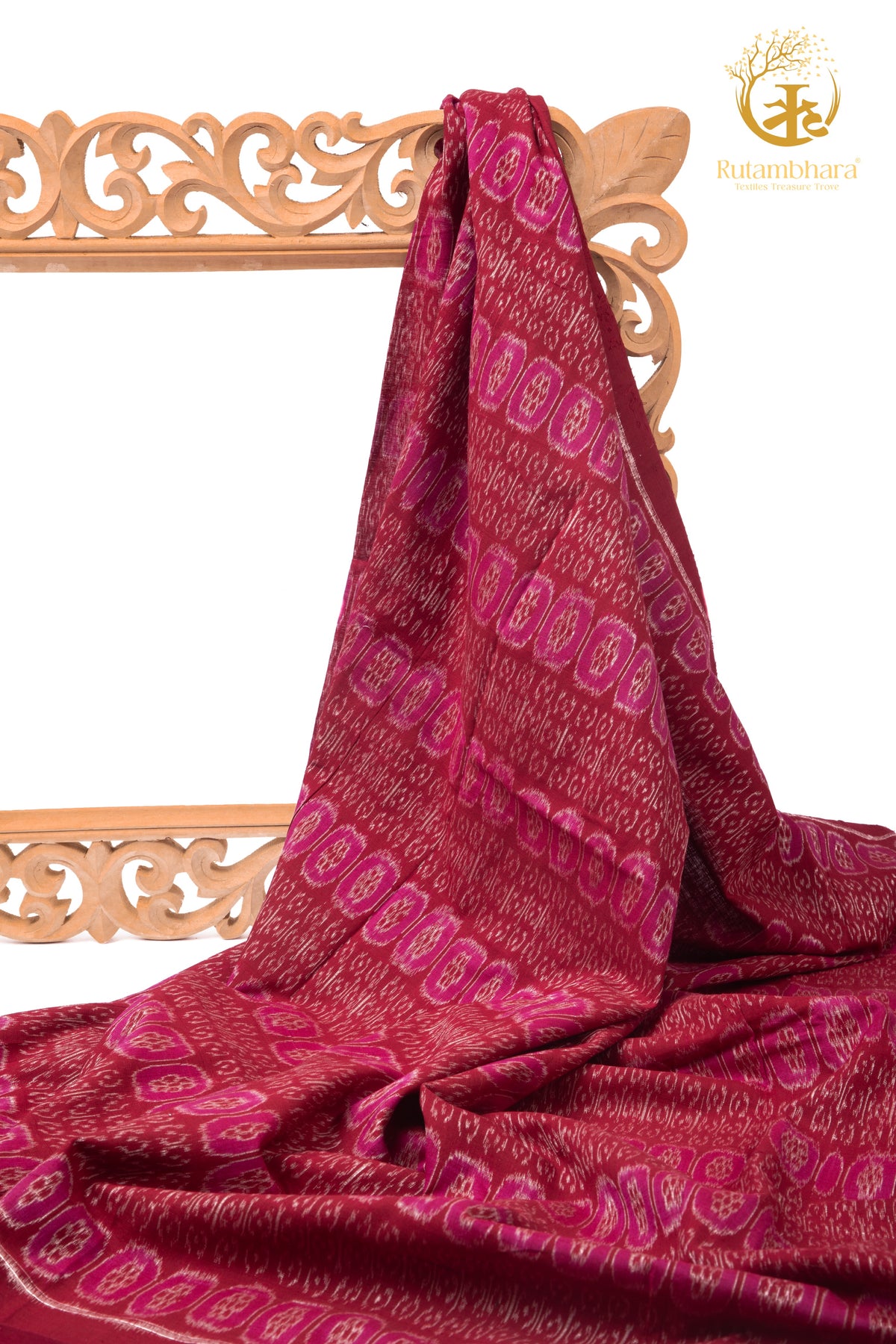 Krasha - Berry Red and Deep Pink Handwoven Ikat Fabric - 2.5 m