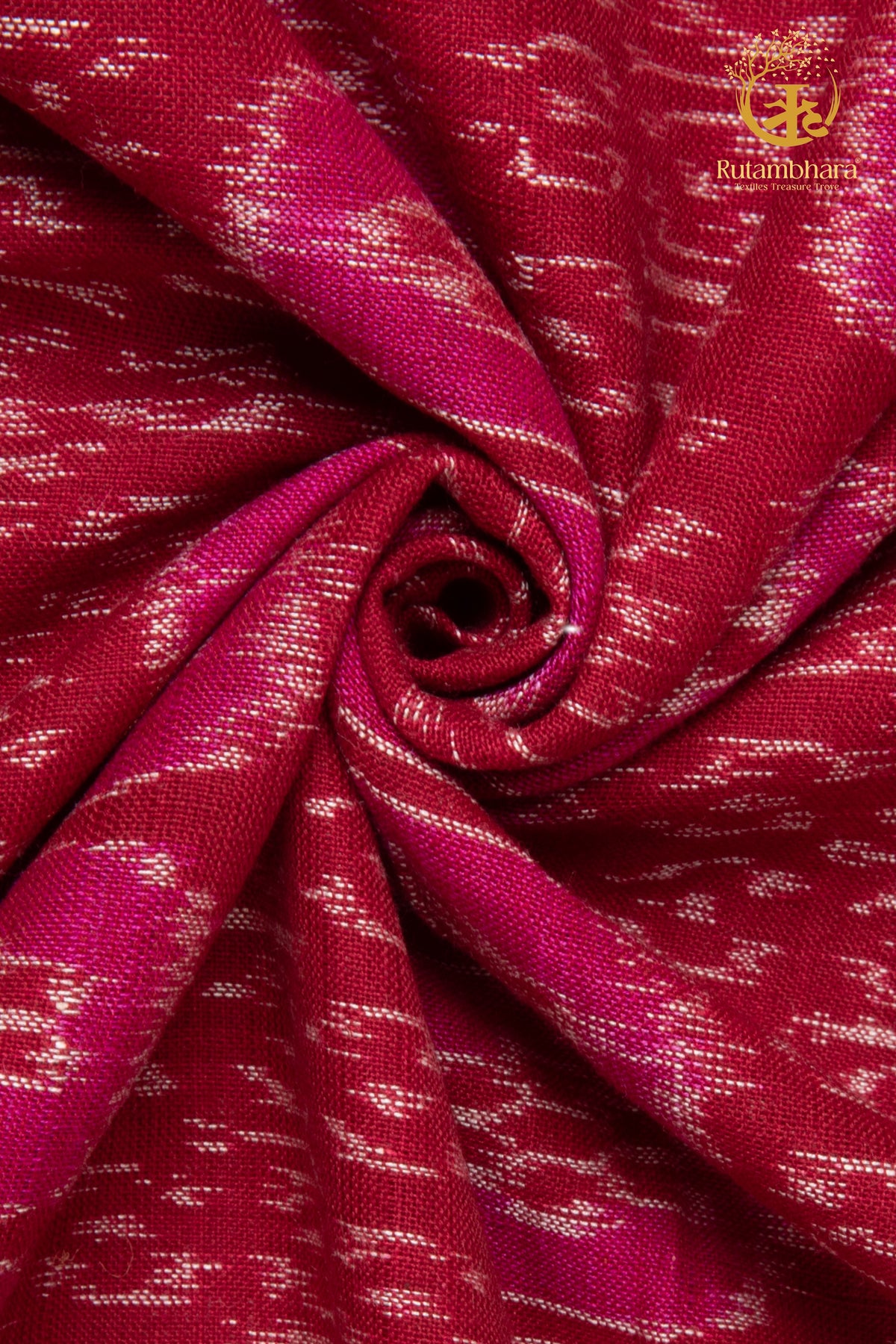 Krasha - Berry Red and Deep Pink Handwoven Ikat Fabric - 2.5 m