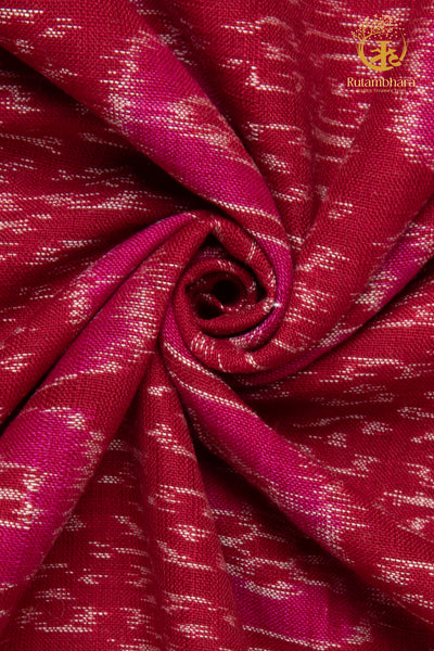 Krasha - Berry Red and Deep Pink Handwoven Ikat Fabric - 2.5 m