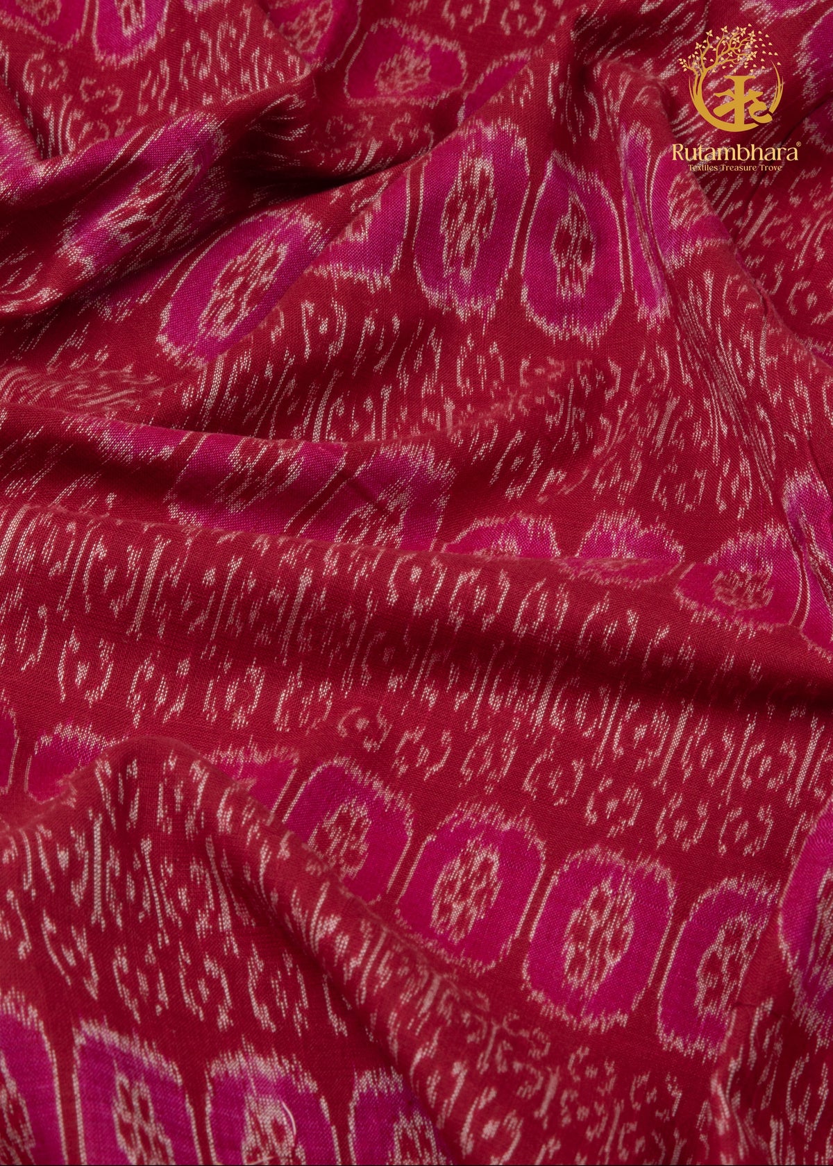 Krasha - Berry Red and Deep Pink Handwoven Ikat Fabric - 2.5 m