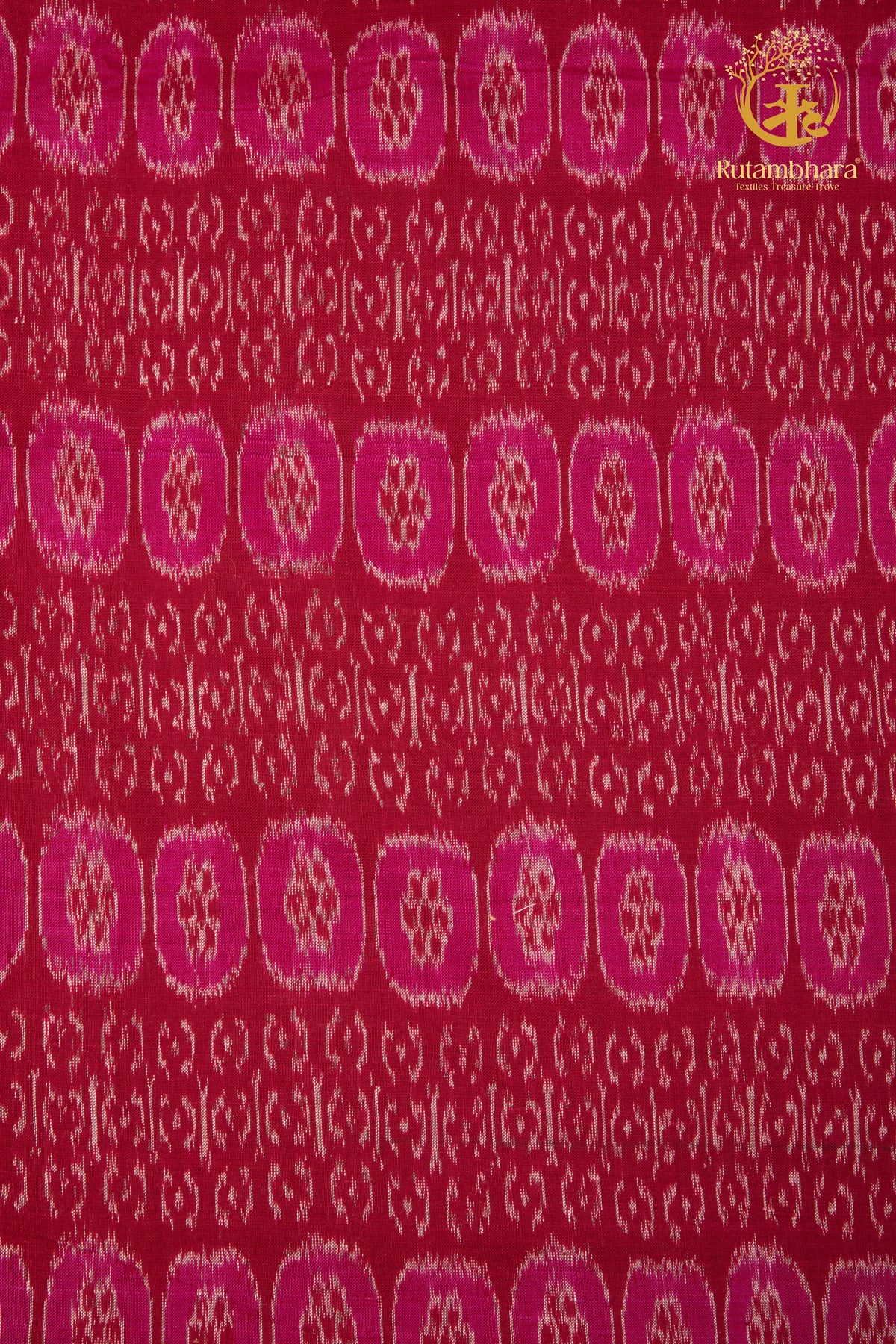 Krasha - Berry Red and Deep Pink Handwoven Ikat Fabric - 2.5 m