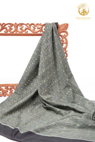 Krasha - Sage Grey and Muted Yellow Handwoven Ikat Fabric - 2.5 m