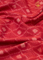 Krasha - Coral Red and Soft Ivory Handwoven Ikat Fabric - 2.5 m