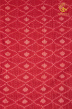 Krasha - Coral Red and Soft Ivory Handwoven Ikat Fabric - 2.5 m
