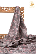 Krasha - Ash Grey and Dusty Rose Handwoven Ikat Fabric