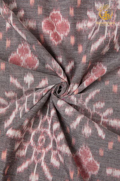 Krasha - Ash Grey and Dusty Rose Handwoven Ikat Fabric