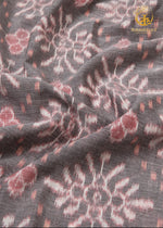 Krasha - Ash Grey and Dusty Rose Handwoven Ikat Fabric - 2.5 m