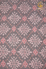 Krasha - Ash Grey and Dusty Rose Handwoven Ikat Fabric - 2.5 m