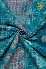 Krasha - Soft Aqua and Muted Rose Handwoven Ikat Fabric - 2.5 m